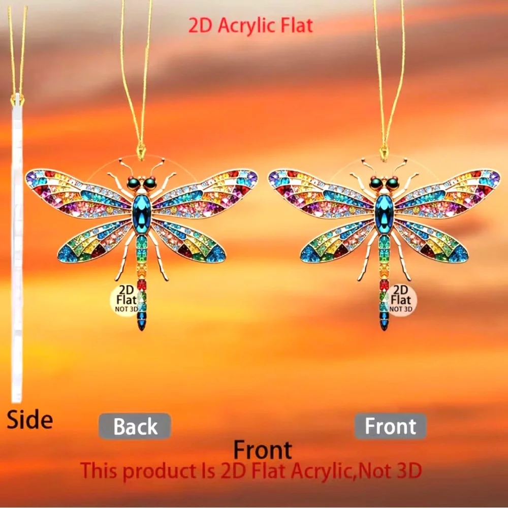 Multicolor Dragonfly 2D Flat Acrylic Pendant DYI Jewelry Making / Arts & Crafts